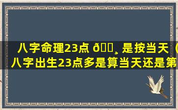 八字命理23点 🕸 是按当天（八字出生23点多是算当天还是第二天）